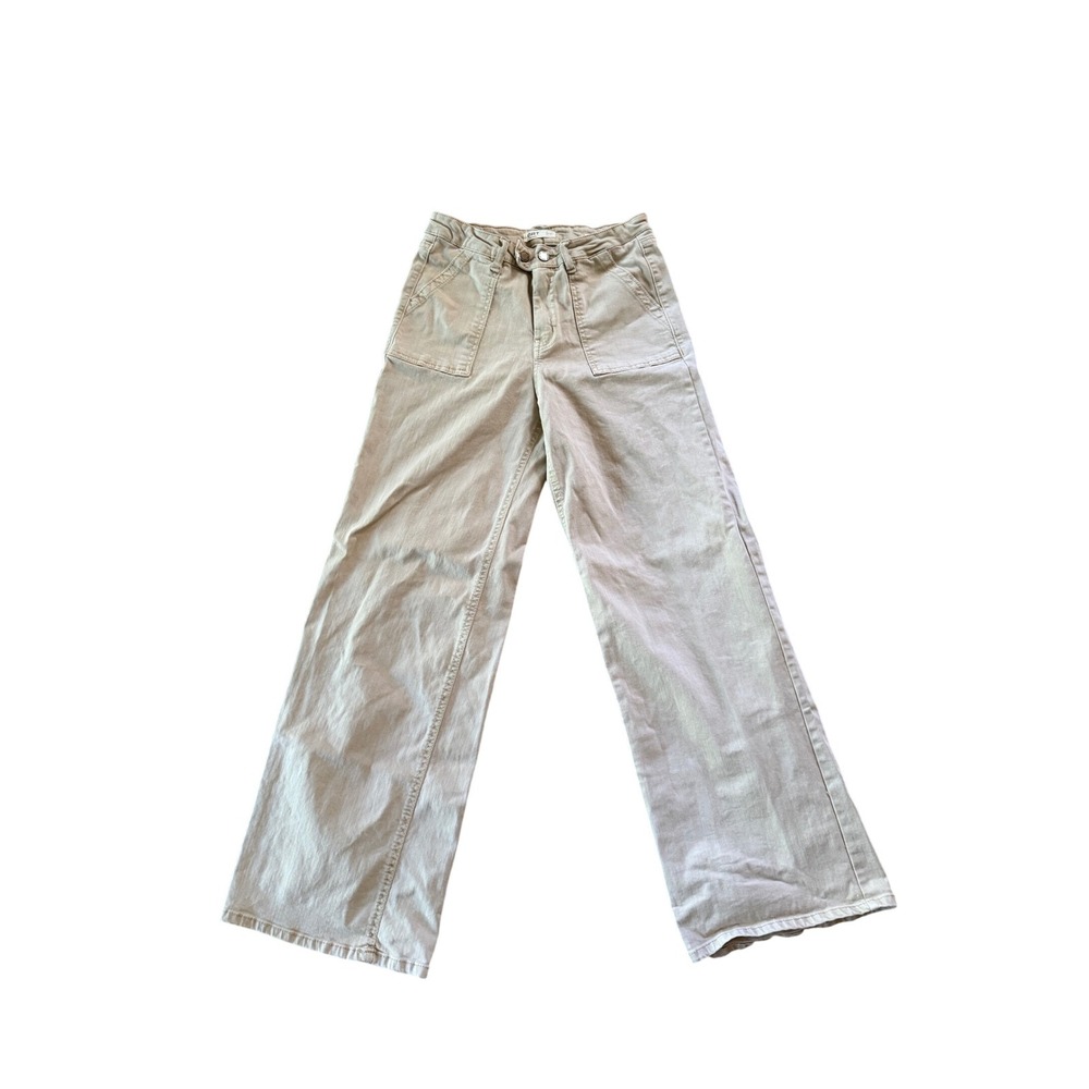 OAT New York Tan High Rise Wide Leg Utility Carpenter Pants Size 4/27 Khaki